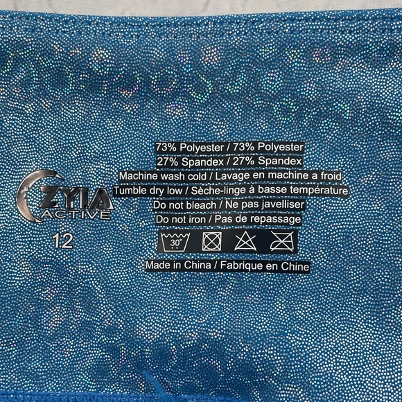 Zyia blue mermaid light n tight blue metallic crop leggings size 12 - Picture 7 of 9